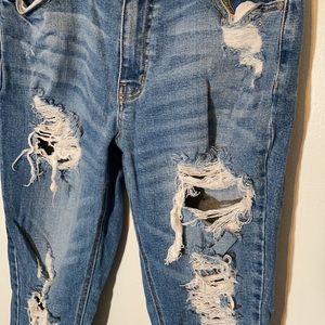 Distressed mom jeans